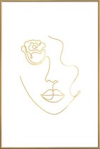 JUNIQE - Poster met kunststof lijst Petal gouden -40x60 /Goud & Wit