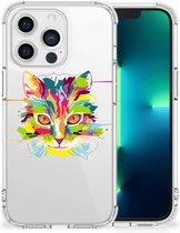 Silicone Case Geschikt voor 13 Pro Smartphone hoesje met doorzichtige rand Cat Color