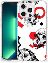 Telefoonhoesje Geschikt voor iPhone13 Pro Max Stevige Bumper Hoesje met transparante rand Skull Red