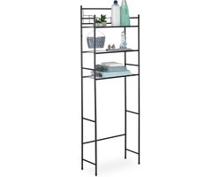 Wasmachine rek metaal 3 etages 165 x 58 x 25 cm - droger toiletrek - staand badkamerrek - zwart Wasmachine rek