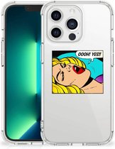 Anti Shock Bumper Case Geschikt voor iPhone13 Pro Max Smartphone hoesje met doorzichtige rand Popart Oh Yes