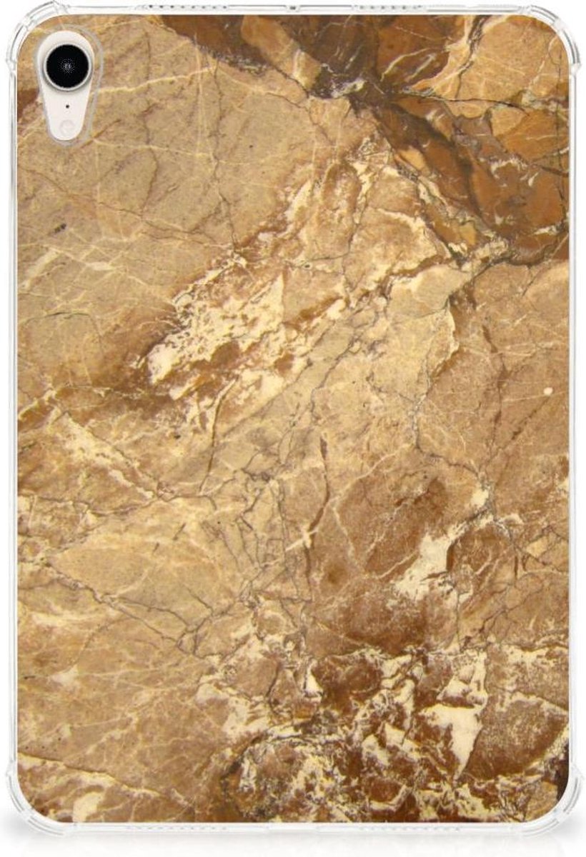 Back Cover voor Apple iPad mini 6 (2021) Tablet Back Cover Marmer Creme