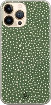 iPhone 13 Pro Max hoesje siliconen - Green dots | Apple iPhone 13 Pro Max case | TPU backcover transparant