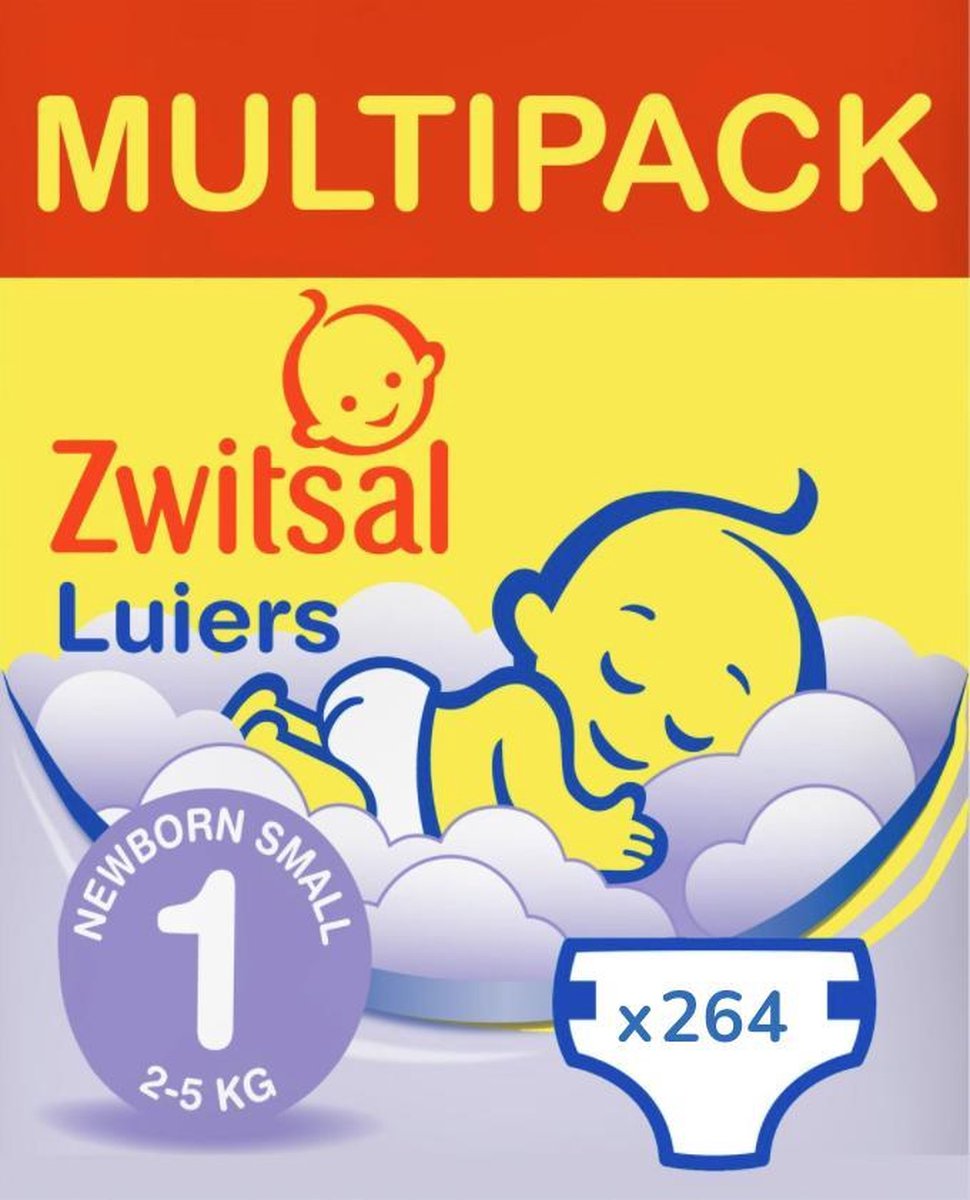 Zwitsal Luiers New Born - Maat 1 - 264 stuks - Voordeelverpakking Zwitsal Luiers New Born - Maat 1 - 264 stuks - Voordeelverpakking