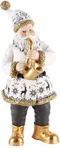 Kerstman met saxofoon kunststof 25 cm
