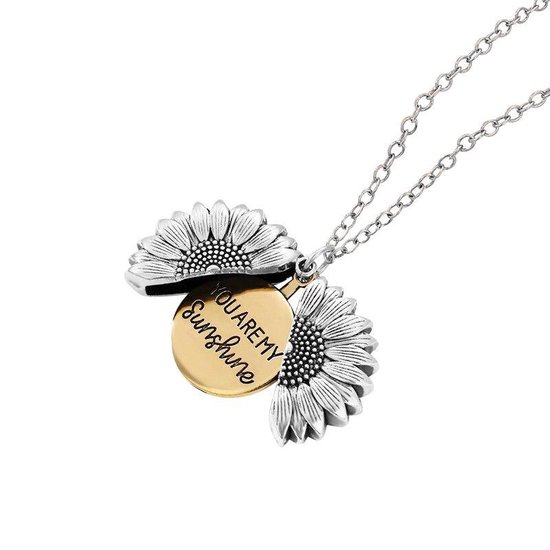 Collier tournesol 'YOU ARE MY SUNSHINE' - Collier tournesol - Bijou tournesol - Collier tournesol - Couleur argent