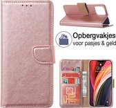 iPhone 13 Hoesje - book case - iPhone 13 portemonnee wallet case - rose goud - EPICMOBILE