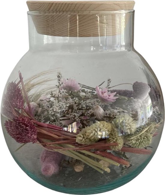 Fleurs Fleurs séchées en Glas - Fleurs séchées - 18 cm de haut - Vase boule  avec... | bol.com