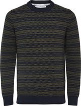 SELECTED HOMME WHITE SLHALFIE LS KNIT CREW W CAMP Heren Trui  - Maat S