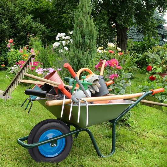 kruiwagenwiel 4.80 4.00-8 - rubberband - met as - antilek - stalen velg - zwart-groen van Stabilo® — afbeelding 3