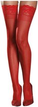 Jarretelkousen - rood - one size - kousen met kanten rand
