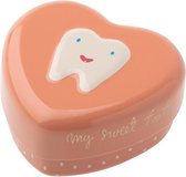 Tandendoosje - hartvorm - Zalmroze- duurzaam- voor melktanden- tanden wisselen- kraamcadeau- hartje- Maileg