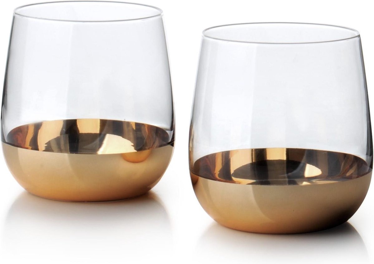 Lucy’s Living Luxe BELLA Gold Waterglazen – set van 2 – glas – glazen – dineren – drank – koken – tafelen