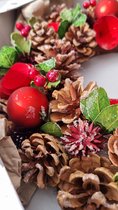 Kerstkrans - Wanddecoratie/accessoires - wanddecoratie - dennenappel/rood - Ø30cm
