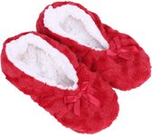 Rood-witte, pluizige pantoffels MAAT 36-38 EU