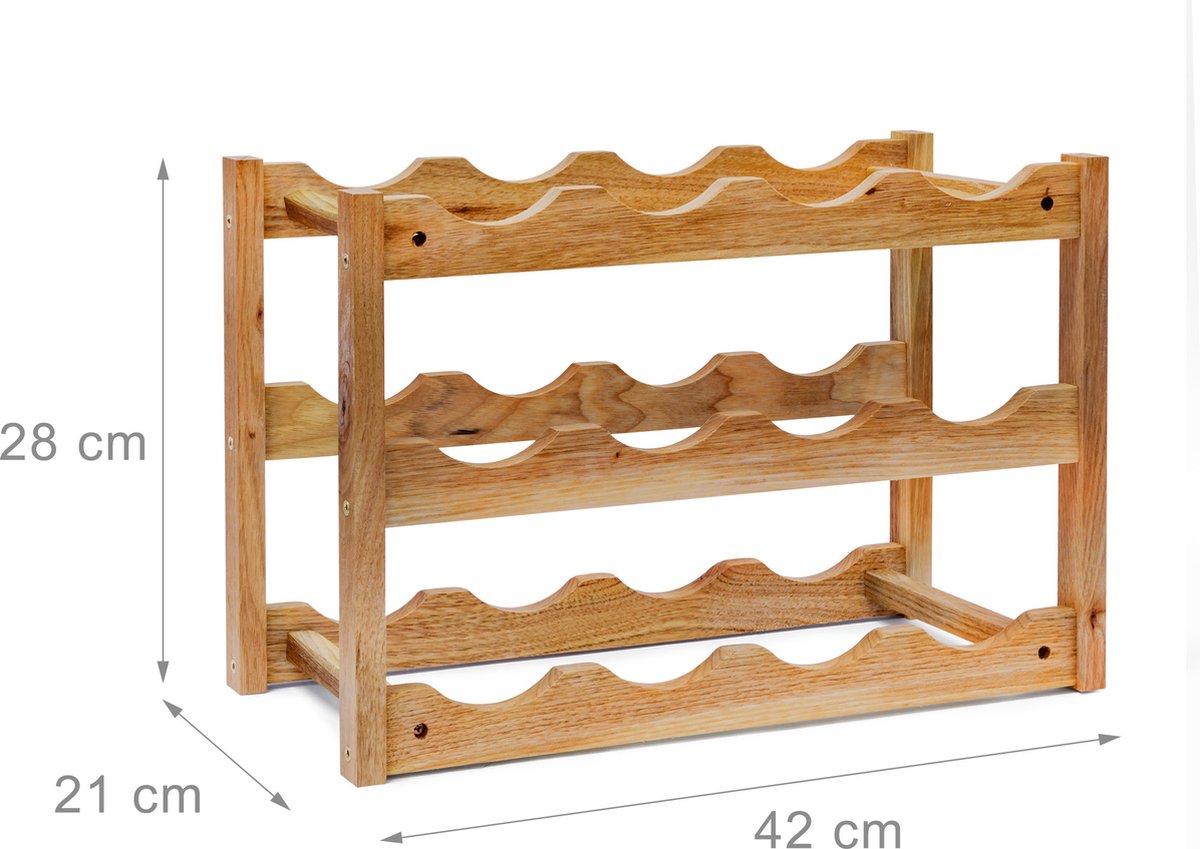 Wijnrek - 28 cm breed - Walnoot hout - 12 flessen — cadeau in Wonen & Interieur - foto 6