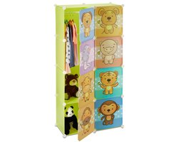 kinderkast - 2 kledingstangen - met vakken - klikverbinding - speelgoedkast kinderkamer