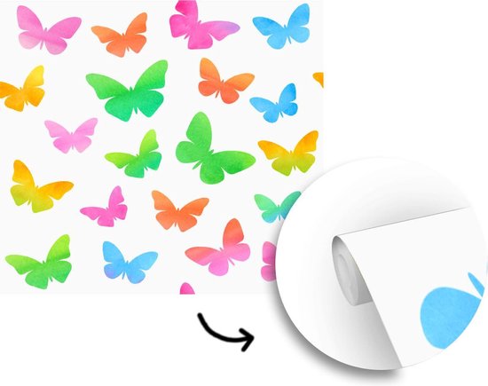 Papier peint photo vinyle - Une illustration de papillons réalisée à l'aquarelle largeur 280 cm x hauteur 280 cm - Tirage photo sur papier peint (disponible en 7 tailles)