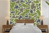 Behang - Fotobehang Groen camouflage patroon - Breedte 240 cm x hoogte 240 cm