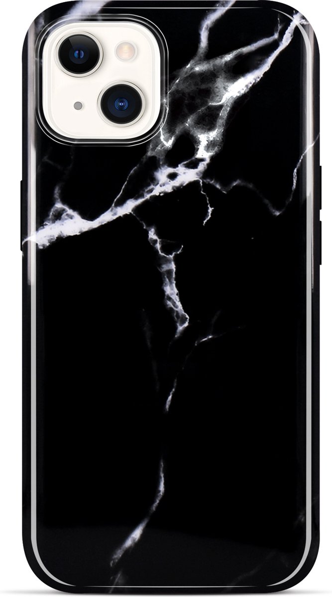 YONO Hoesje geschikt voor iPhone 13 - Shock Proof Case - Marmer Zwart