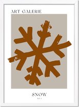 Kerstposter ART GALERIE Snow - Terracotta A3 + fotolijst wit 29,7x42cm