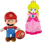 Super Mario Bros Pluche Knuffel Set: Mario + Princess Peach 28 cm | Mario Luigi Peluche Plush Toy | Speelgoed knuffeldier knuffelpop voor kinderen | mario odyssey , mario party |