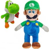 Super Mario Bros Pluche Knuffel Set: Luigi + Yoshi 30 cm | Mario Luigi Peluche Plush Toy | Speelgoed knuffeldier knuffelpop voor kinderen jongens meisjes | Mario Odyssey, Mario Par