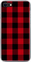 Geschikt voor iPhone SE 2020 hoesje - Plaid - Zwart - Rood - Siliconen Telefoonhoesje