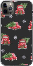 iPhone 13 Pro Max hoesje - Kerst - Kerstboom - Auto - Design - Siliconen Telefoonhoesje
