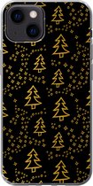 Geschikt voor iPhone 13 mini hoesje - Kerst - Goud - Zwart - Patroon - Siliconen Telefoonhoesje