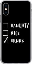 Geschikt voor iPhone X hoesje - Kerst - Quotes - Naughty nice drunk - Spreuken - Kerstman - Siliconen Telefoonhoesje