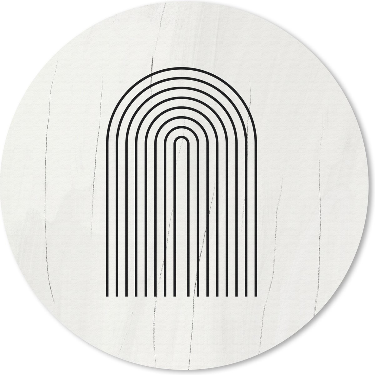 Muismat - Mousepad - Rond - Kunst - Boog - Zwart - Wit - 50x50 cm - Ronde muismat