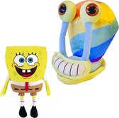 Spongebob Squarepants Pluche Knuffel 18 cm + Gary de Slak Regenboog Pluche Knuffel 22 cm  | Nickelodeon Plush Toy | Speelgoed Knuffelpop voor kinderen | Sponge Bob Square Pants | P