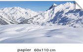 Kerstdorp Achtergrond - Papier - 60x110 Cm - Winterlandschap Met Bergen En Sneeuw- Winterlandschap - Kerstinterieur - Modeltreinen