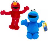 Cookie Monster + Elmo Sesamstraat Pluche Knuffel Set 20 cm | Sesam Straat Plush Toy | Speelgoed knuffeldier knuffelpop voor kinderen jongens meisjes | sesam-straat baby knuffeltje