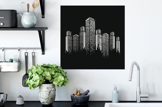 Une illustration noir et blanc d'un poster Skyline 50x50 cm - Tirage photo sur Poster (décoration murale salon / chambre)