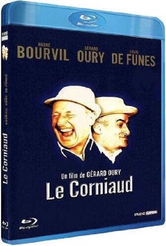 Blu-ray hoes voor de film Le Corniaud met André Bourvil en Louis de Funès lachend op de voorgrond.