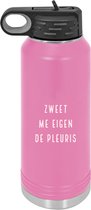 Waterfles RVS Zweet me eigen de pleuris roze