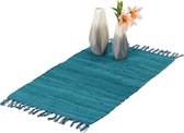 Relaxdays Vloerkleed blauw - van katoen - handgeweven - tapijt - slipvast - chill mat - 50x80cm