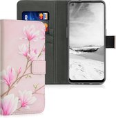 kwmobile telefoonhoesje voor OnePlus Nord N100 - Hoesje met pasjeshouder in poederroze / wit / oudroze - Magnolia design