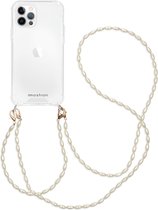 iMoshion Hoesje Geschikt voor iPhone 12 / 12 Pro Hoesje Met Koord - iMoshion Backcover met koord + armband - Parels - Transparant