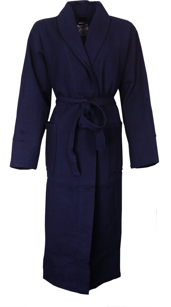Tenderness Dames Badjas - Wafel - 100% Katoen - Blauw