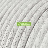 LEDatHOME – 3 aderige - Ronde glinsterende elektrische kabel bedekt met Rayon effen kleur stof - Wit – 5 meter | Van buiten SCHITTEREND, van binnen SUBLIEM!