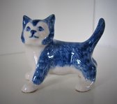 Heinen Delfts Blauw | Kleine katje | 2 stuks | Kerstdecoratie | Delfts Blauw | souvenir