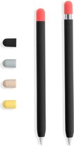 Doodroo Skin voor Apple Pencil (1e/2e gen) met 5 gekleurde doppen - Zwart- Siliconen Beschermfolie met Grip