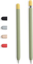 Doodroo Skin voor Apple Pencil (1e/2e gen) met 5 gekleurde doppen - Groen - Siliconen Beschermfolie met Grip