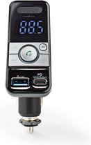Nedis FM-Audiotransmitter voor Auto - Kantelbaar - Handsfree bellen - 1.1 " - LED-Scherm - Bluetooth - PD 18 W / 5.0 V DC / 1.0 A - Snelladen - Google Assistant / Siri - Grijs / Zwart