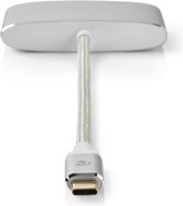Nedis USB Multi-Port Adapter - USB 3.2 Gen 1 - USB-C Male - HDMI Output / USB-A Female / USB-C Female - 5 Gbps - 0.20 m - Rond - Verguld - Gevlochten / Nylon - Zilver - Cover Window Box