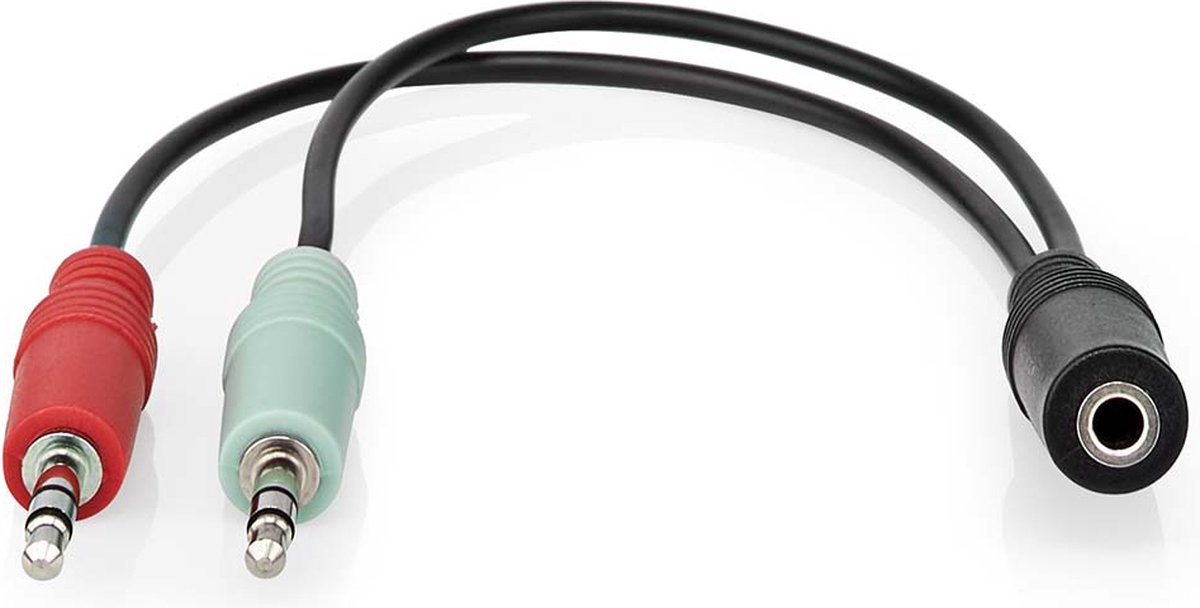 Nedis Stereo-Audiokabel | 3,5 mm Female | 2x 3,5 mm Male | Verguld | 0.12 m | Rond | Zwart | Doos