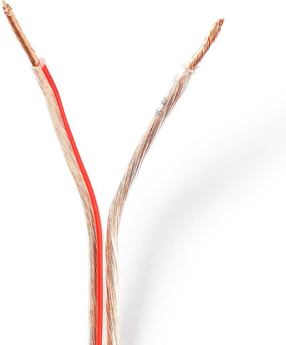 Nedis Speaker-Kabel - 2x 1.50 mm² - CCA - 50.0 m - Rond - PVC - Transparant - Folieverpakking